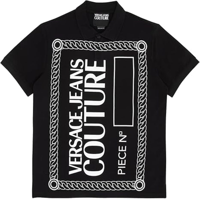 Versace Jeans Couture Black Graphic Logo Polo Shirt – Statement Streetwear Edge-XL