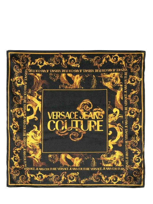 Versace Jeans Couture Black/Gold Baroque Watercolor Silk Scarf