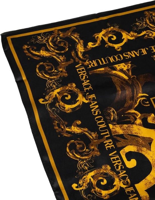 Versace Jeans Couture Black/Gold Baroque Watercolor Silk Scarf