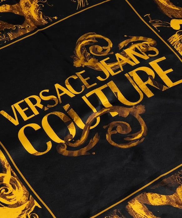 Versace Jeans Couture Black/Gold Baroque Watercolor Silk Scarf