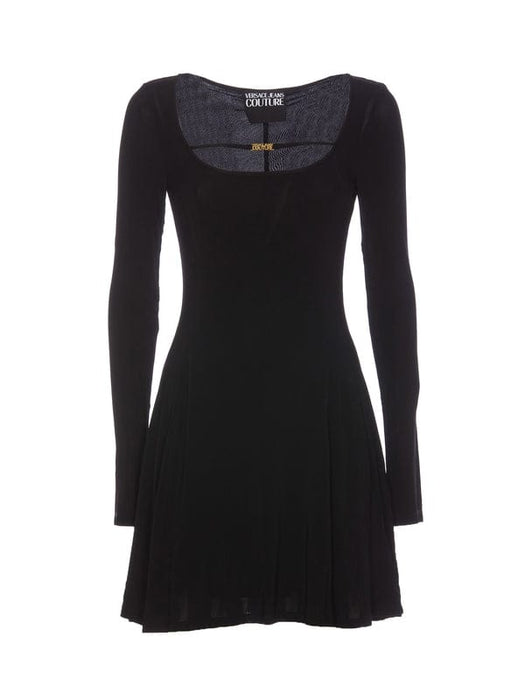 Versace Jeans Couture Women's Embroidered Logo Black Mini Dress-
