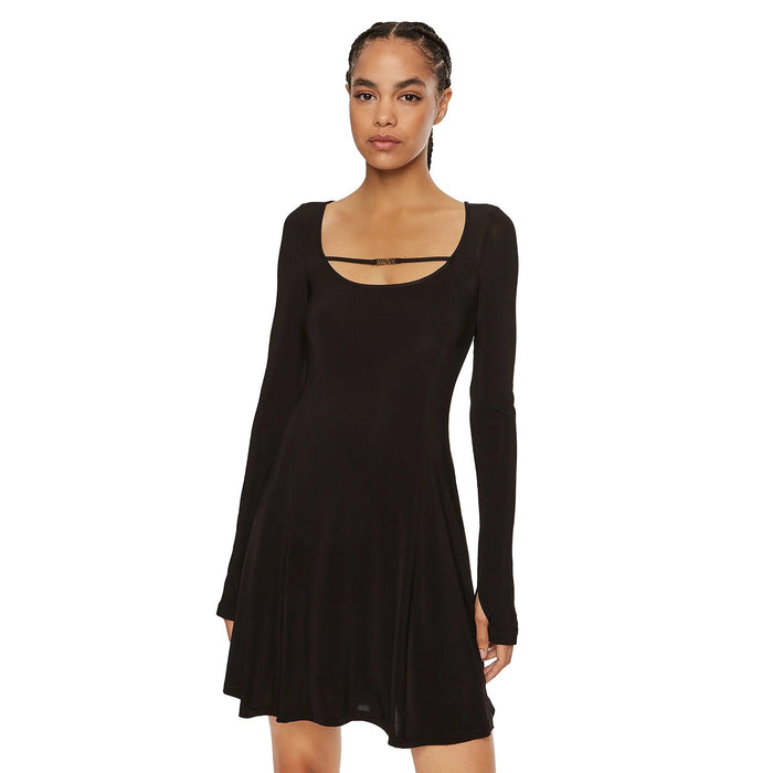 Versace Jeans Couture Women's Embroidered Logo Black Mini Dress-