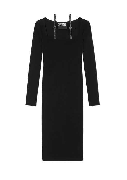 versace fitted dress Versace Runway Black Mini Dress Size XL