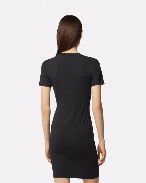 Versace Jeans Couture Black T-Shirt Dress with Gold Crest Logo