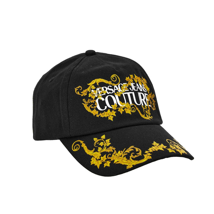 Versace Jeans Couture Black/Gold Classic Gold tone Leaf Pattern Signature Baseball Cap