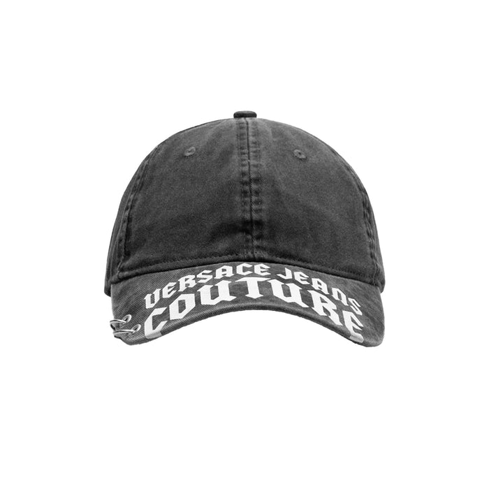 Versace Jeans Couture Black Gothic Logo Print Baseball Cap