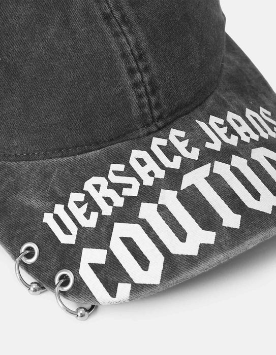 Versace Jeans Couture Black Gothic Logo Print Baseball Cap