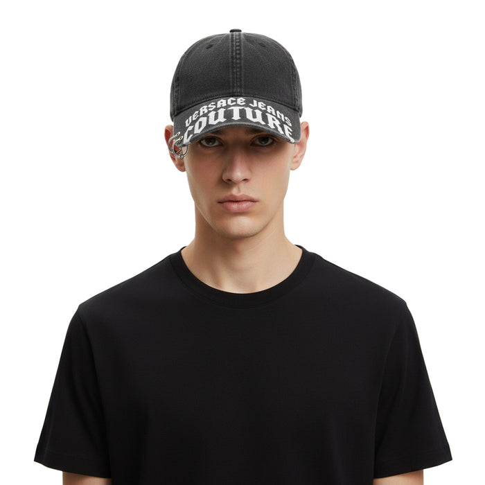 Versace Jeans Couture Black Gothic Logo Print Baseball Cap