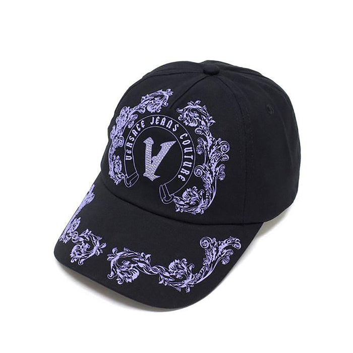 Versace Jeans Couture Black/Purple Embellished V Logo Baseball Cap