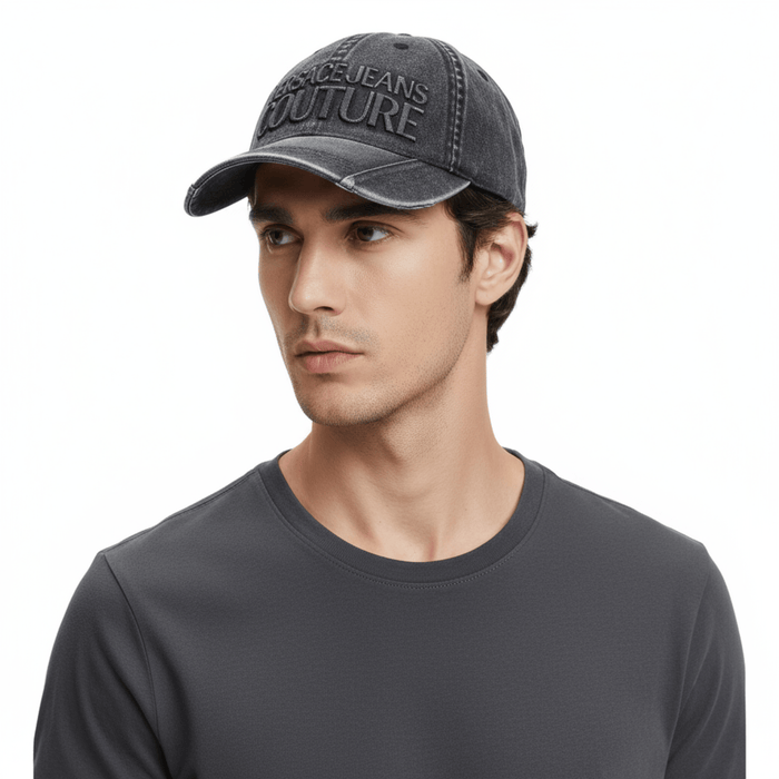 Versace Jeans Couture Denim Distressed Denim Subtle Logo Baseball Cap