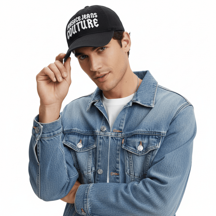 Versace Jeans Couture Black/White Gothic Logo  Baseball Cap
