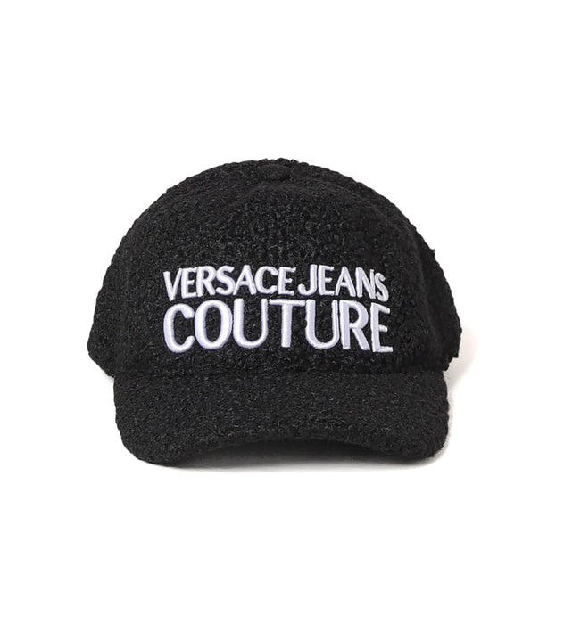 Versace Jeans Couture Black Monochrome Logo Fuzzy Baseball Cap