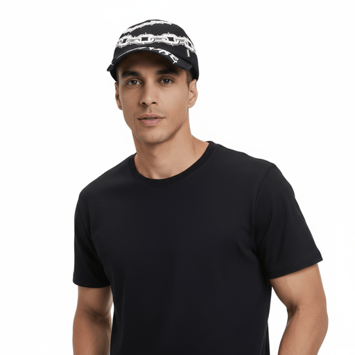 Versace Jeans Couture Black/White Chain Print Pattern Signature Baseball Cap