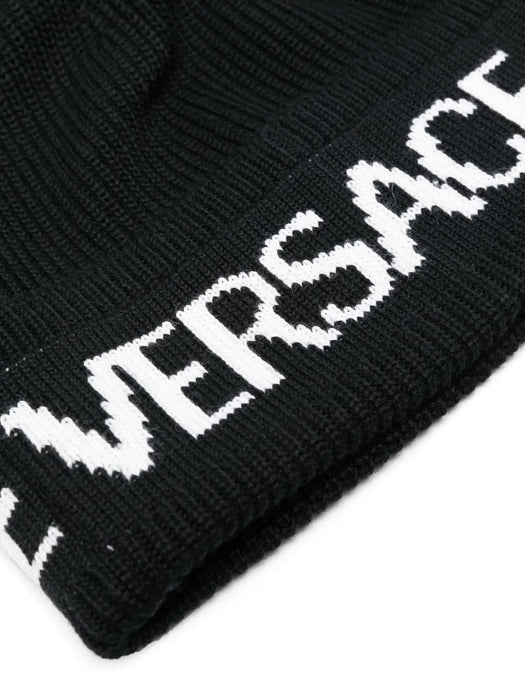 Versace Jeans Couture Black/White Classic Knitted Signature Beanie
