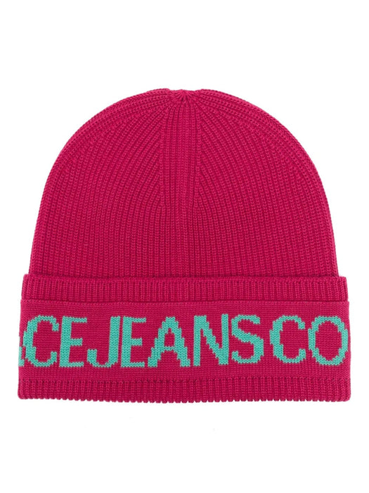 Versace Jeans Couture Raspberry/Mint Classic Knitted Signature Beanie