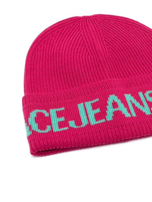 Versace Jeans Couture Raspberry/Mint Classic Knitted Signature Beanie