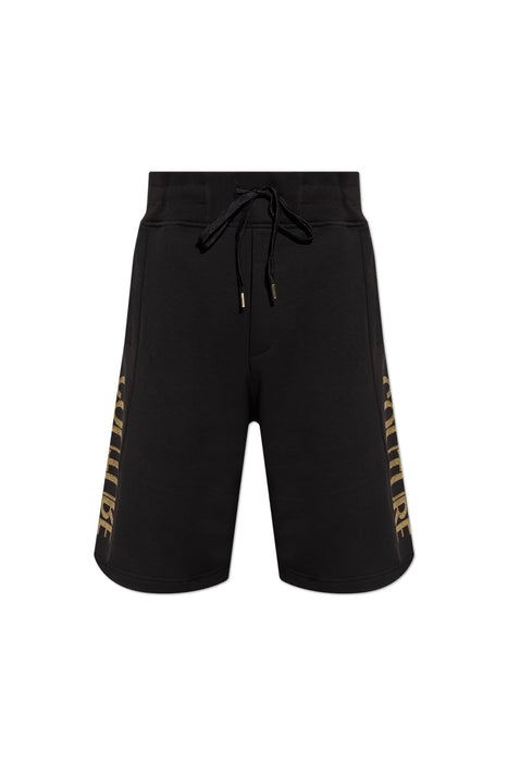 Versace Jeans Couture Black Foil Signature Sweatpant Shorts