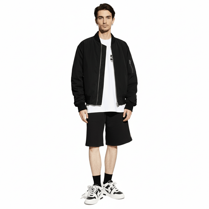 Versace Jeans Couture Black Foil Signature Sweatpant Shorts- L