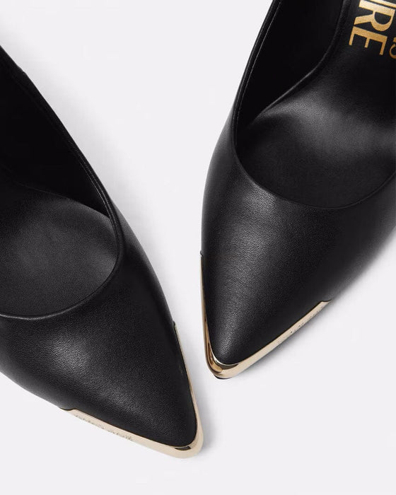 Versace Jeans Couture Womens Black Stiletto Pumps with Gold-Tone Cap