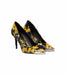 Versace Jeans Couture Womens Black/Gold Baroque Print  Stiletto Pumps-EU37