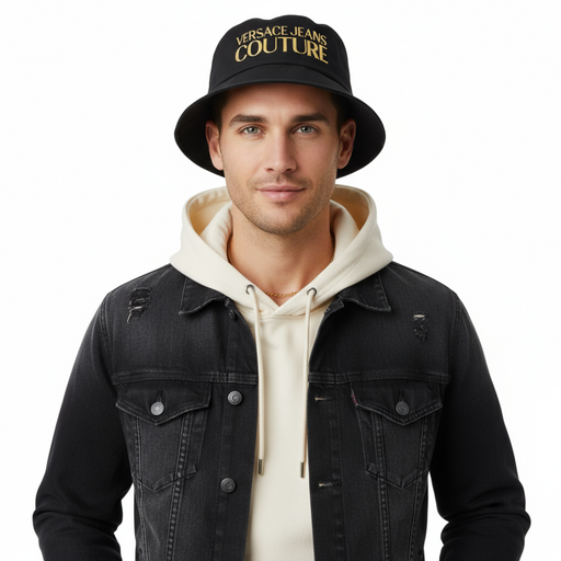 Versace Jeans Couture Black/Gold Classic Bold Gold Signature Bucket Hat