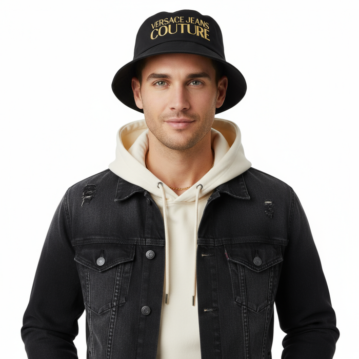 Versace Jeans Couture Black/Gold Classic Bold Gold Signature Bucket Hat-M