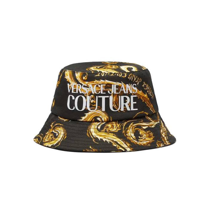 Versace Jeans Couture Black/Gold Classic Gold Baroque Print Logo Mens Bucket Hat