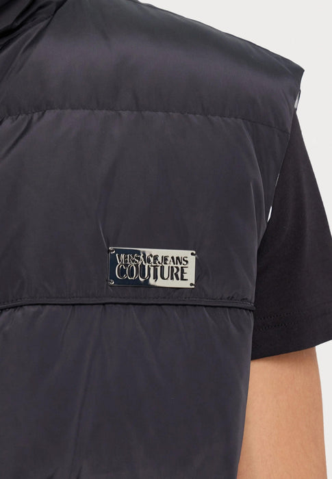 Versace Jeans Couture Monogram Black/White Puffer Reversible Mens Vest-