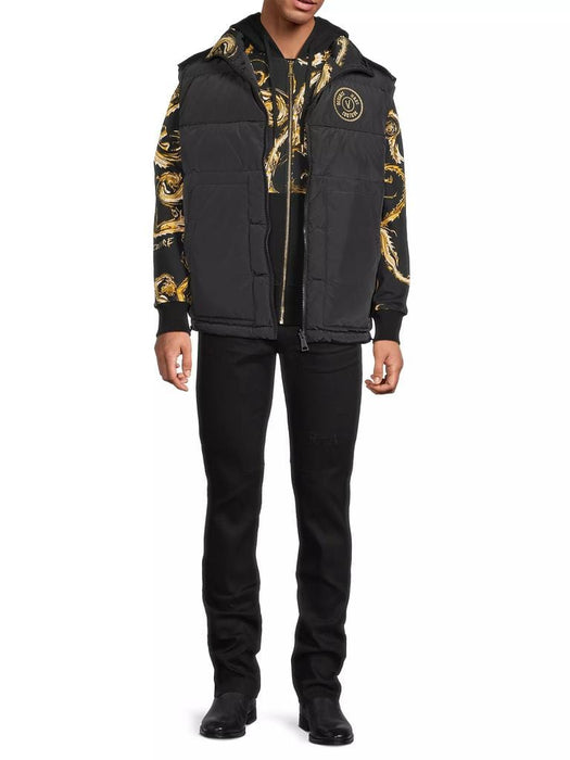 Versace Jeans Couture Baroque Black/Gold Puffer Reversible Mens Vest-