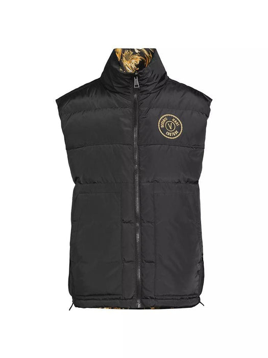 Versace Jeans Couture Baroque Black/Gold Puffer Reversible Mens Vest-