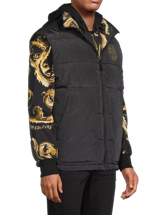 Versace Jeans Couture Baroque Black/Gold Puffer Reversible Mens Vest-