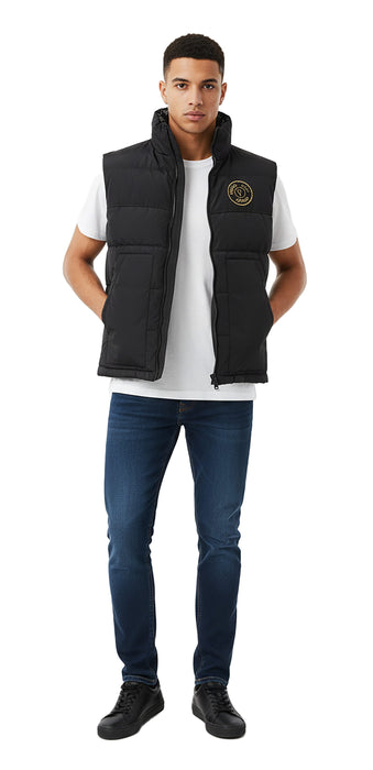 Versace Jeans Couture Baroque Black/Silver Puffer Reversible Mens Vest-L