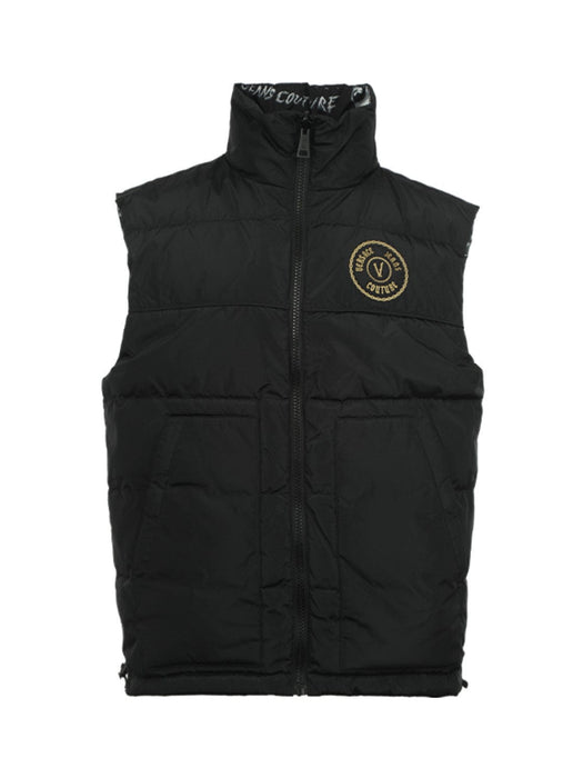 Versace Jeans Couture Baroque Black/Silver Puffer Reversible Mens Vest-