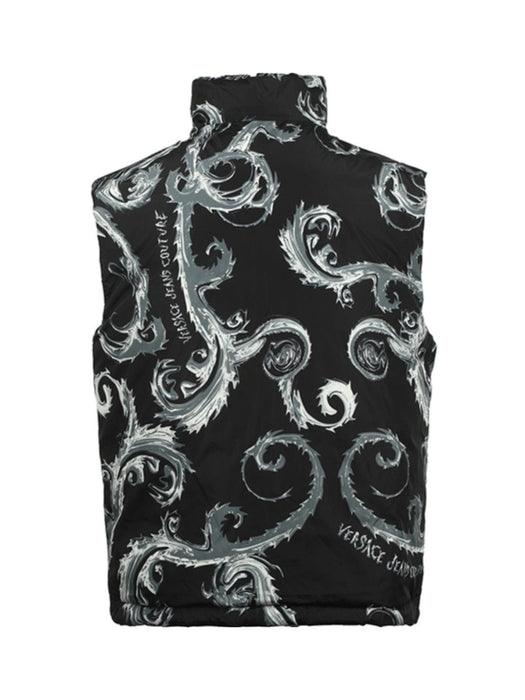 Versace Jeans Couture Baroque Black/Silver Puffer Reversible Mens Vest-