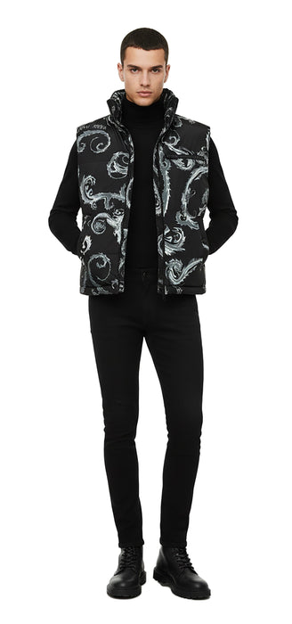 Versace Jeans Couture Baroque Black/Silver Puffer Reversible Mens Vest-