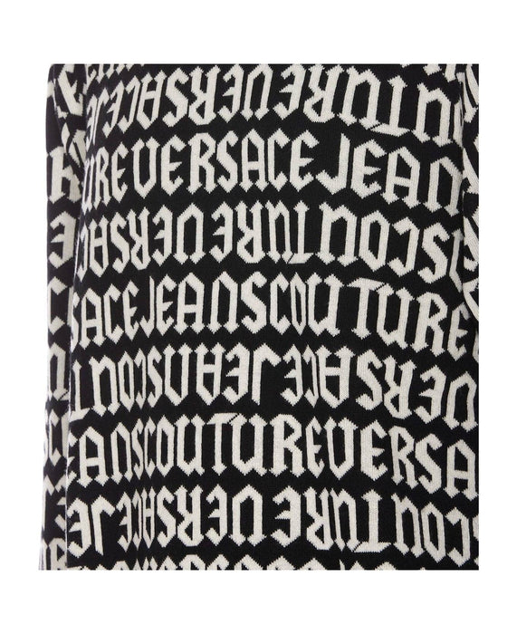 Versace Jeans Couture Black/White Wool Blend Mens Logo Knit Sweater