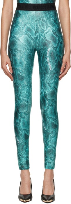 Versace Jeans Couture Aqua Lizard Print High-Waist Leggings
