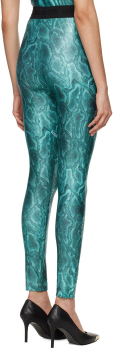 Versace Jeans Couture Aqua Lizard Print High-Waist Leggings