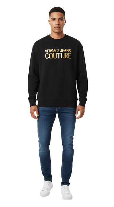 Versace Jeans Couture Black/Gold Cotton Mens Signature Sweatshirt-L