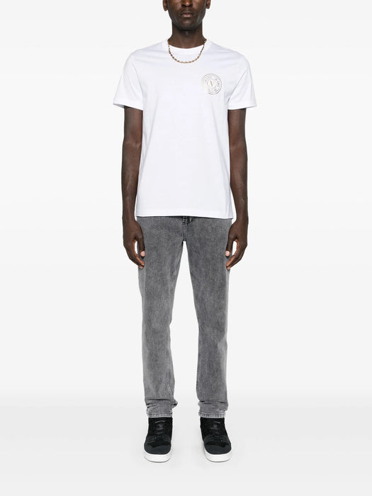 Versace Jeans Couture White/Gold Mens Foil Print Medallion T-Shirt