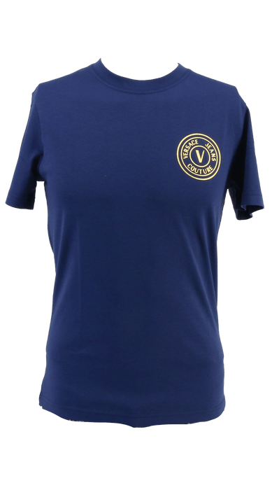 Versace Jeans Couture Steel Blue Mens Foil Print Medallion T-Shirt