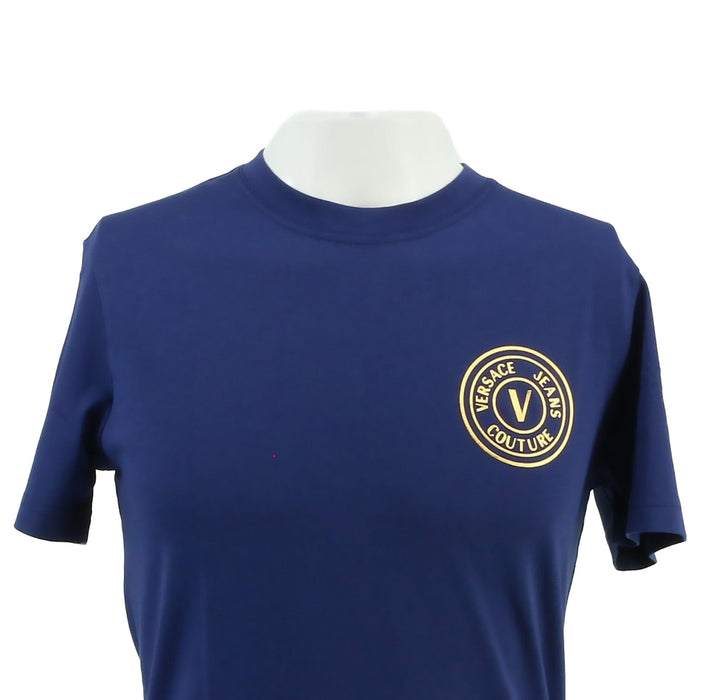 Versace Jeans Couture Steel Blue Mens Foil Print Medallion T-Shirt