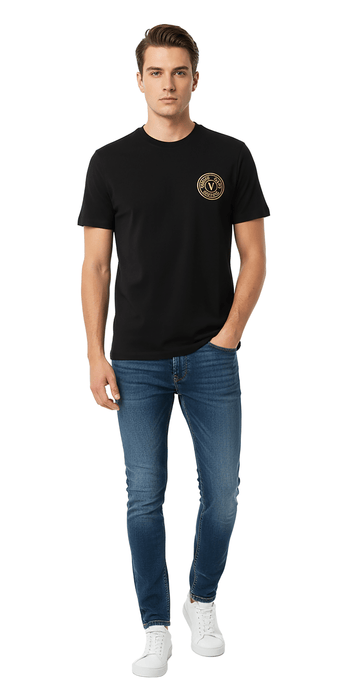 Versace Jeans Couture Black/Gold Mens Foil Print Medallion T-Shirt