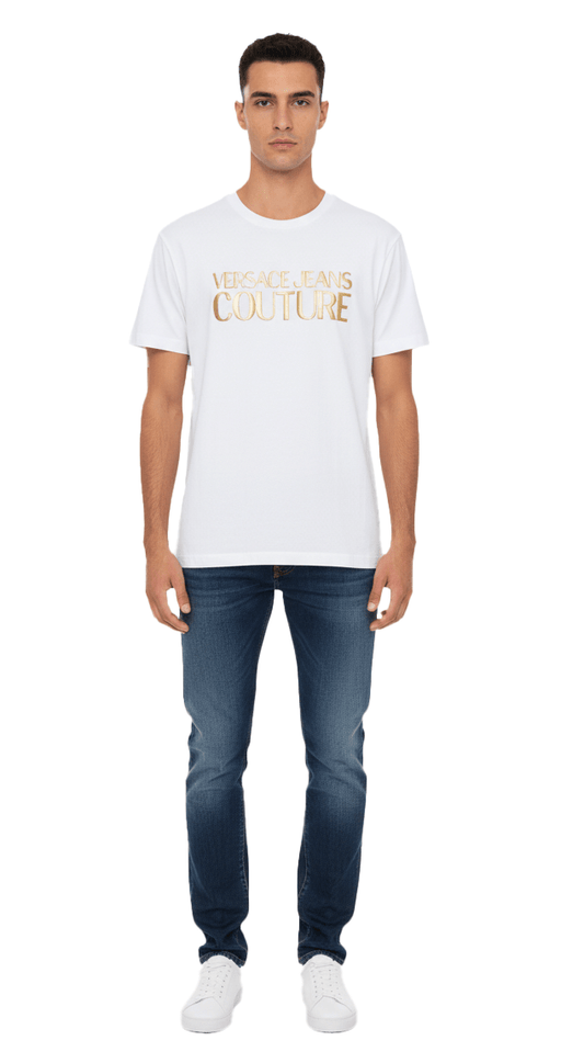 Versace Jeans Couture White/Gold Mens Signature Foil Print  T-Shirt