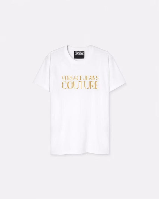 Versace Jeans Couture White/Gold Mens Signature Foil Print  T-Shirt