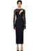 Versace Jeans Couture Lace-Inset Cut-Out Black Midi Dress with Logo Bar-4