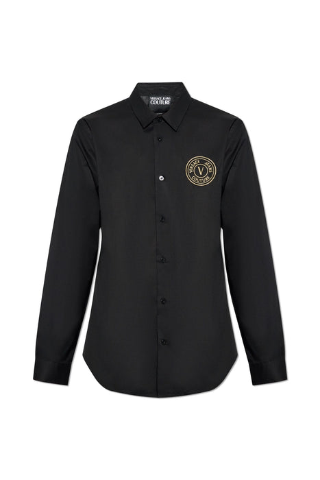 Versace Jeans Couture Black 100% Cotton V-Logo Classic Mens Shirt