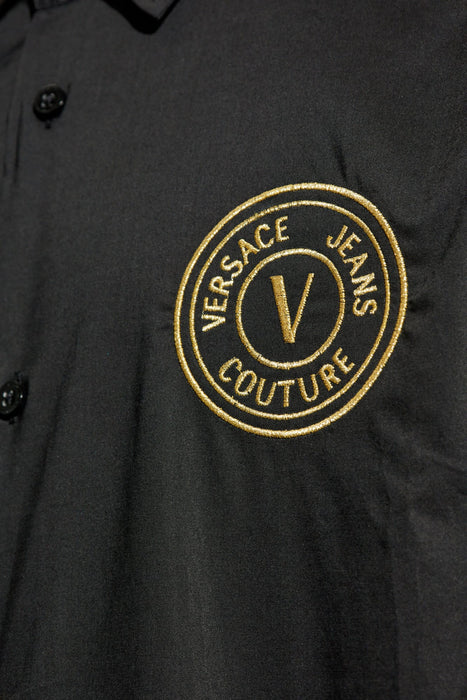 Versace Jeans Couture Black 100% Cotton V-Logo Classic Mens Shirt
