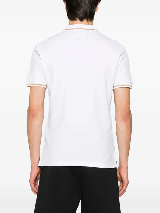 Versace Jeans Couture White/Gold Mens Polo Shirt with Gold Logo Embroidery