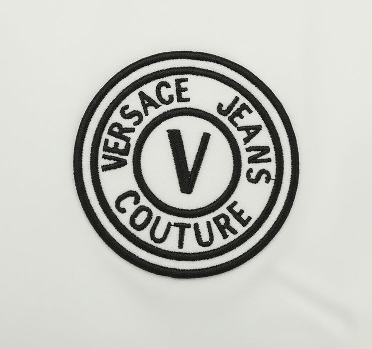Versace Jeans Couture White Mens Polo Shirt with Black Logo Embroidery